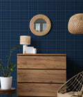 Navy Plaid Wallpaper : Classic Tartan Check Pattern
