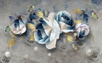 Blue Rose Wallpaper : Oversized 3D Floral Mural - View 2