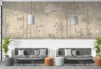 Beige Forest Wallpaper : Sepia Woodland Deer Mural - View 4
