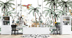 Jungle Elephant Wallpaper : Palms And Flamingos Mural - View 3