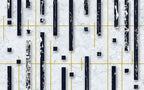 White Marble Geometric Wallpaper : Navy Blocks and Gold Lines Mural - flat design