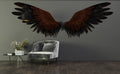Red Angel Wings Wallpaper : Feathered Wings on Grey Concrete Mural