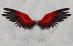 Red Angel Wings Wallpaper : Feathered Wings on Grey Concrete Mural - flat design