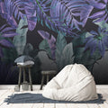Purple Tropical Leaf Wallpaper : Dark Teal Jungle Mural