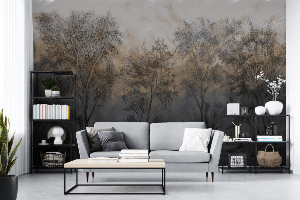 Dark Forest Wallpaper : Moody Twilight Trees Mural