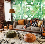 Green Tropical Leaves Wallpaper : Bright Monstera And Palm Mural