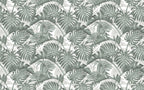 Sage Monstera Wallpaper : Layered Tropical Leaf Pattern - flat design