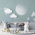 Snowy Mountain Wallpaper : Mint Winter Moon Kids Mural