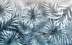 Blue Palm Leaf Wallpaper : Textured Tropical Frond Mural - View 2