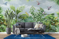 Watercolour Jungle Wallpaper : Hummingbirds and Tropical Leaves Mural