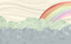 Rainbow Cloud Wallpaper : Watercolour Mint and Grey Kids Mural - flat design