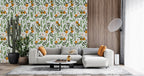 Orange Branch Wallpaper : Watercolour Citrus and Leaves Pattern - View 2