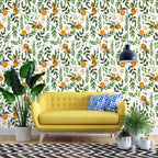 Orange Branch Wallpaper : Watercolour Citrus and Leaves Pattern - View 5