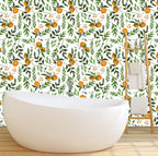 Orange Branch Wallpaper : Watercolour Citrus and Leaves Pattern - View 4