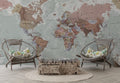 Political World Map Wallpaper : Terracotta and Sage Atlas Mural