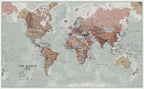 Political World Map Wallpaper : Terracotta and Sage Atlas Mural - flat design