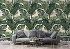 Banana Leaf Wallpaper : Retro Green Tropical Pattern - View 3