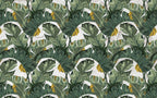 Banana Leaf Wallpaper : Retro Green Tropical Pattern - flat design