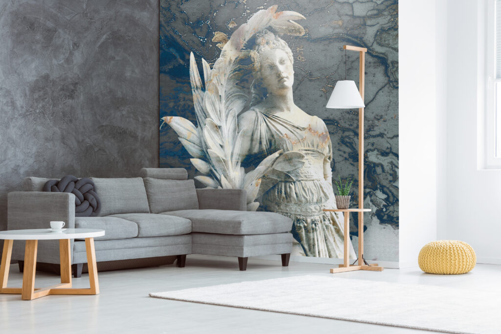 Classical Statue Wallpaper : Blue Marble Goddess Mural - View 5