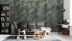 Willow Twig Wallpaper : Green Leaves On Concrete Mural - View 3