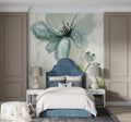 Watercolor Blue Flower Wallpaper : Soft Sage Botanical Mural