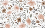 Blush Floral Wallpaper : Watercolor Flowers and Leaves Pattern - flat design