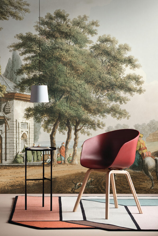 Vintage Village Wallpaper : Soft Countryside Riders Mural - View 4