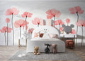 Pink Poppy Wallpaper : Tall Coral Flowers Mural