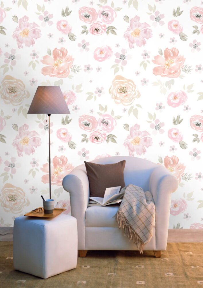 Watercolor Rose Wallpaper : Blush Peony Pattern - View 2