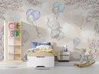 Flying Elephant Wallpaper : Balloon Bunny Nursery Mural