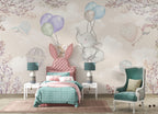Flying Elephant Wallpaper : Balloon Bunny Nursery Mural - View 2