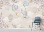 Flying Elephant Wallpaper : Balloon Bunny Nursery Mural - View 5