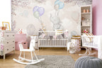 Flying Elephant Wallpaper : Balloon Bunny Nursery Mural - View 4