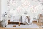 Floral Balloon Wallpaper : Pastel Flower Hot Air Balloons Mural - View 4