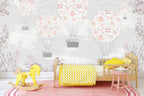 Floral Balloon Wallpaper : Pastel Flower Hot Air Balloons Mural - View 3