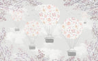 Floral Balloon Wallpaper : Pastel Flower Hot Air Balloons Mural - flat design