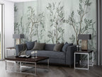 Slender Botanical Wallpaper : Sage Branch Silhouette Mural - View 5