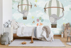 Balloon Elephant Wallpaper : Fox and Animals in the Sky Mural - View 2