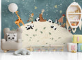 Animal Globe Wallpaper : Pandas and Giraffes on the Moon Mural
