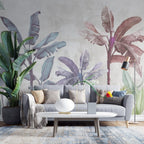 Lilac Tropical Wallpaper : Pastel Banana Palm Mural