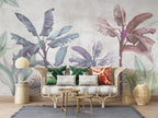 Lilac Tropical Wallpaper : Pastel Banana Palm Mural - View 5
