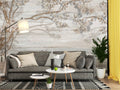 Driftwood Blossom Wallpaper : Beige Wood Grain Branch Mural