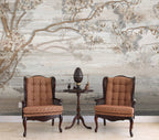 Driftwood Blossom Wallpaper : Beige Wood Grain Branch Mural - View 3