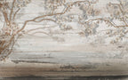 Driftwood Blossom Wallpaper : Beige Wood Grain Branch Mural - flat design