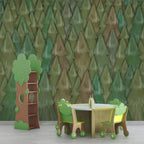 Pine Tree Wallpaper : Green Watercolor Triangle Forest Pattern