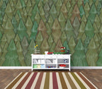 Pine Tree Wallpaper : Green Watercolor Triangle Forest Pattern - View 5