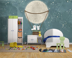 Puppy Balloon Wallpaper : Moon Hot Air Balloon Night Sky Mural - View 2