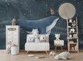 Whale Night Sky Wallpaper : Child Riding Whale Mural