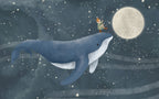 Whale Night Sky Wallpaper : Child Riding Whale Mural - flat design