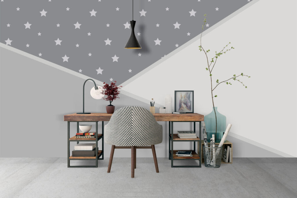 Pink Star Wallpaper : Three-Tone Girls Room Mural - View 4